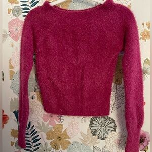 Happily Grey sparkly magenta fuzzy sweater  size XS